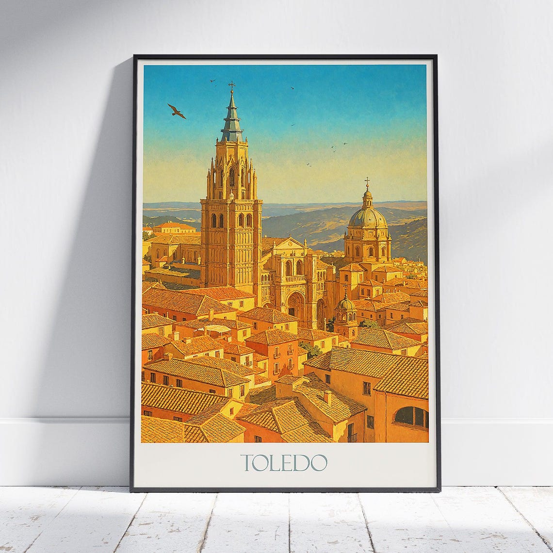 Toledo Cathedral Golden Rooftops Spain Cityscape Travel Poster