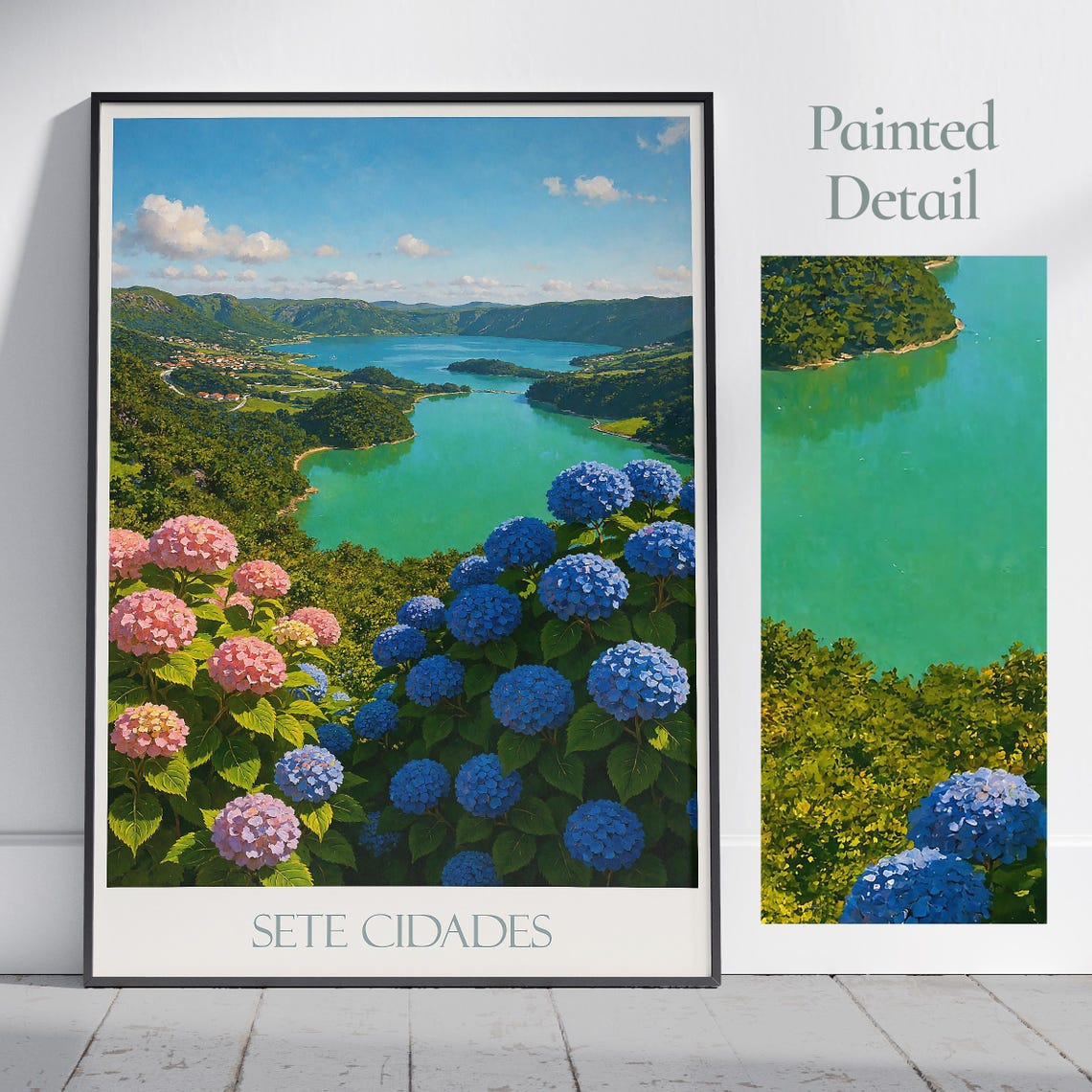 Sete Cidades Sao Miguel Azores Crater Lakes Hydrangea Art Poster