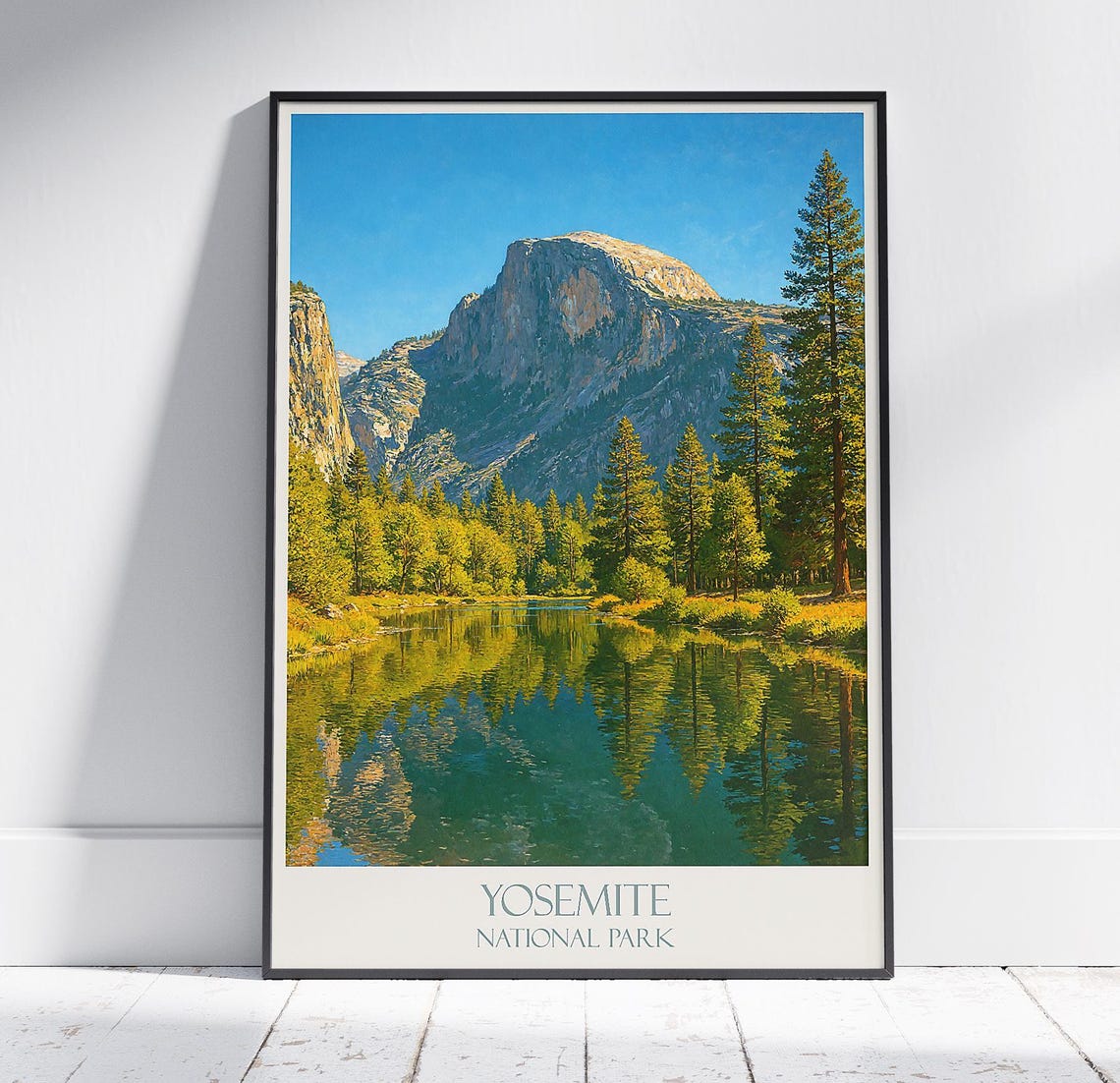 Yosemite National Park Half Dome River Reflection Landscape Poster