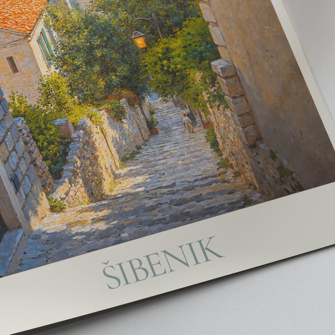 Sibenik Croatia Stone Walls Cathedral Dome Painted Travel Poster - Image 3