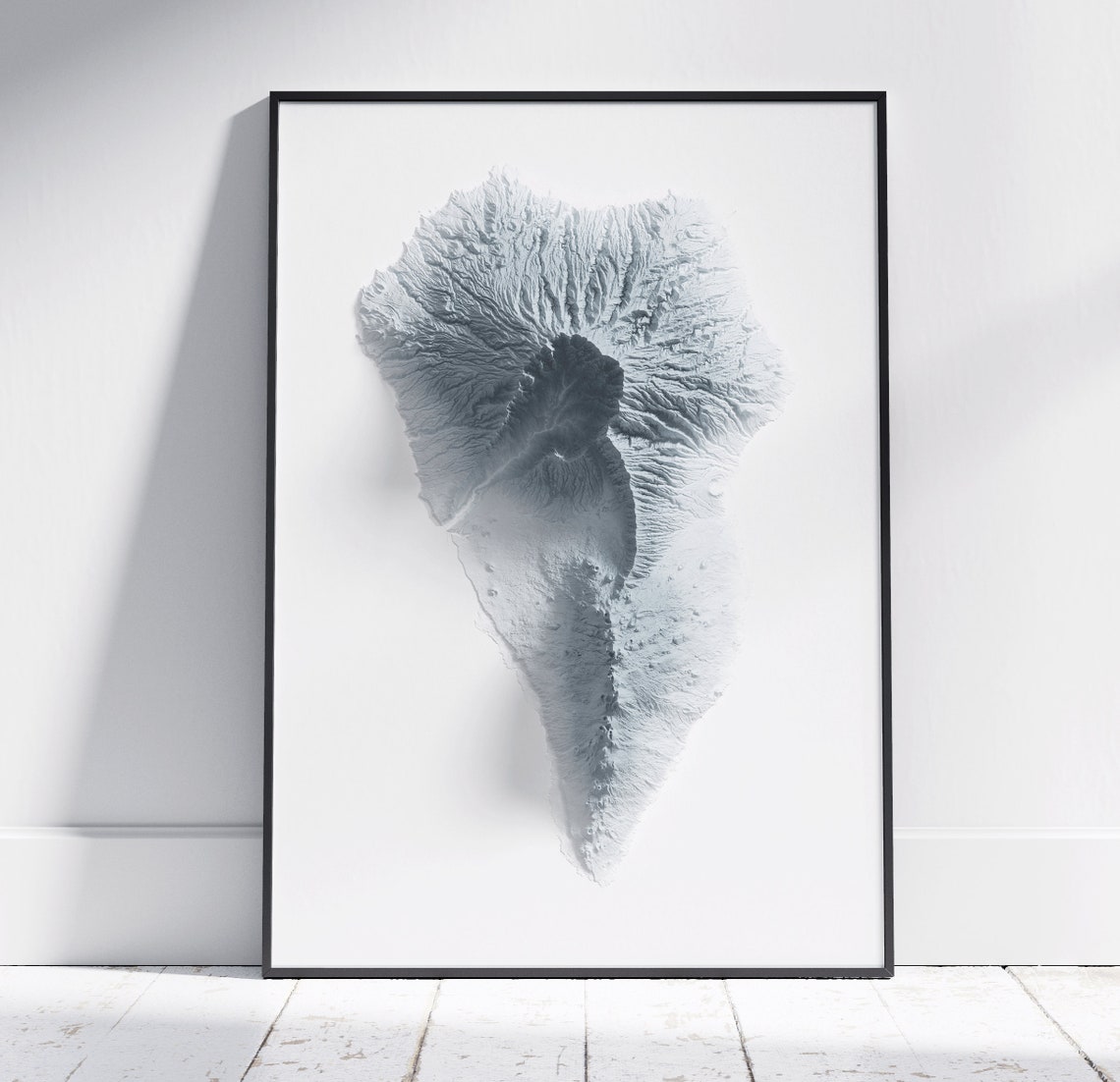 La Palma Island Minimalist Topographic Relief Map Poster Art