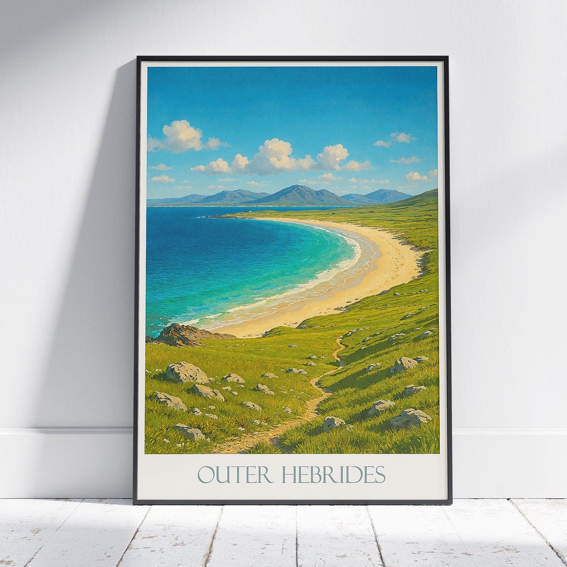 Outer Hebrides Scotland Turquoise Beach Golden Coast Travel Poster