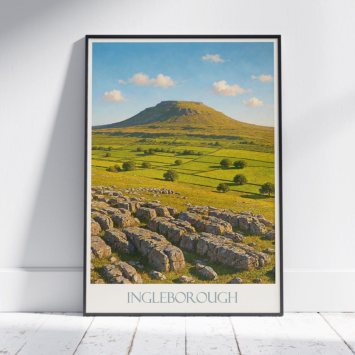 Ingleborough Mountain Painted Limestone Pavement Landscape Poster