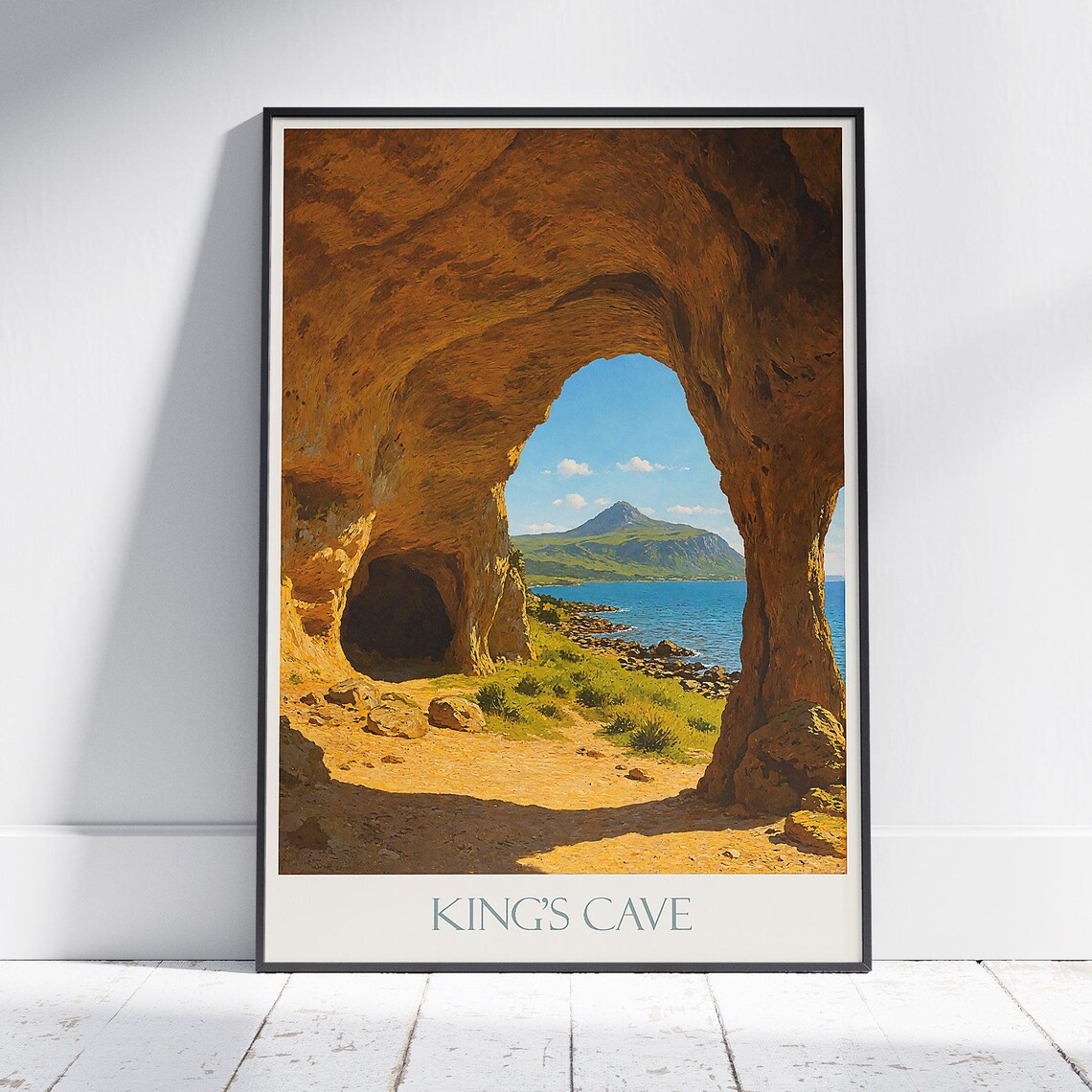 Kings Cave Isle Of Arran Coastal Rock Arch Scotland Travel Poster