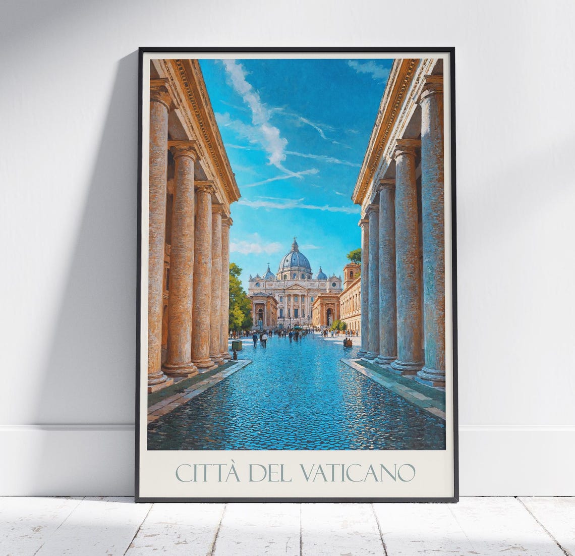 Vatican City Rome Saint Peters Basilica Colonnade Painted Poster