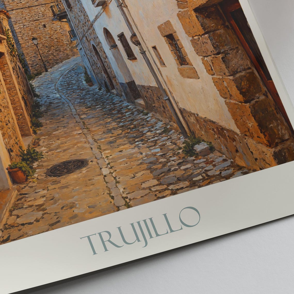 Trujillo Spain Medieval Stone Street Tower Old Town Painted Poster - Image 4