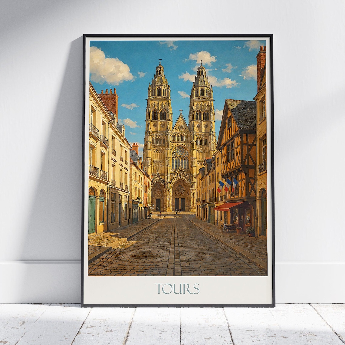 Tours Cathedral Twin Gothic Towers Historic French City Poster
