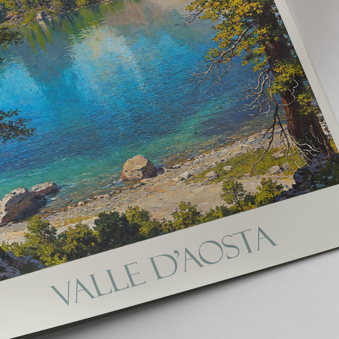 Valle d'Aosta Alpine Lake Pine Forest Peaks Italy Travel Poster - Image 4