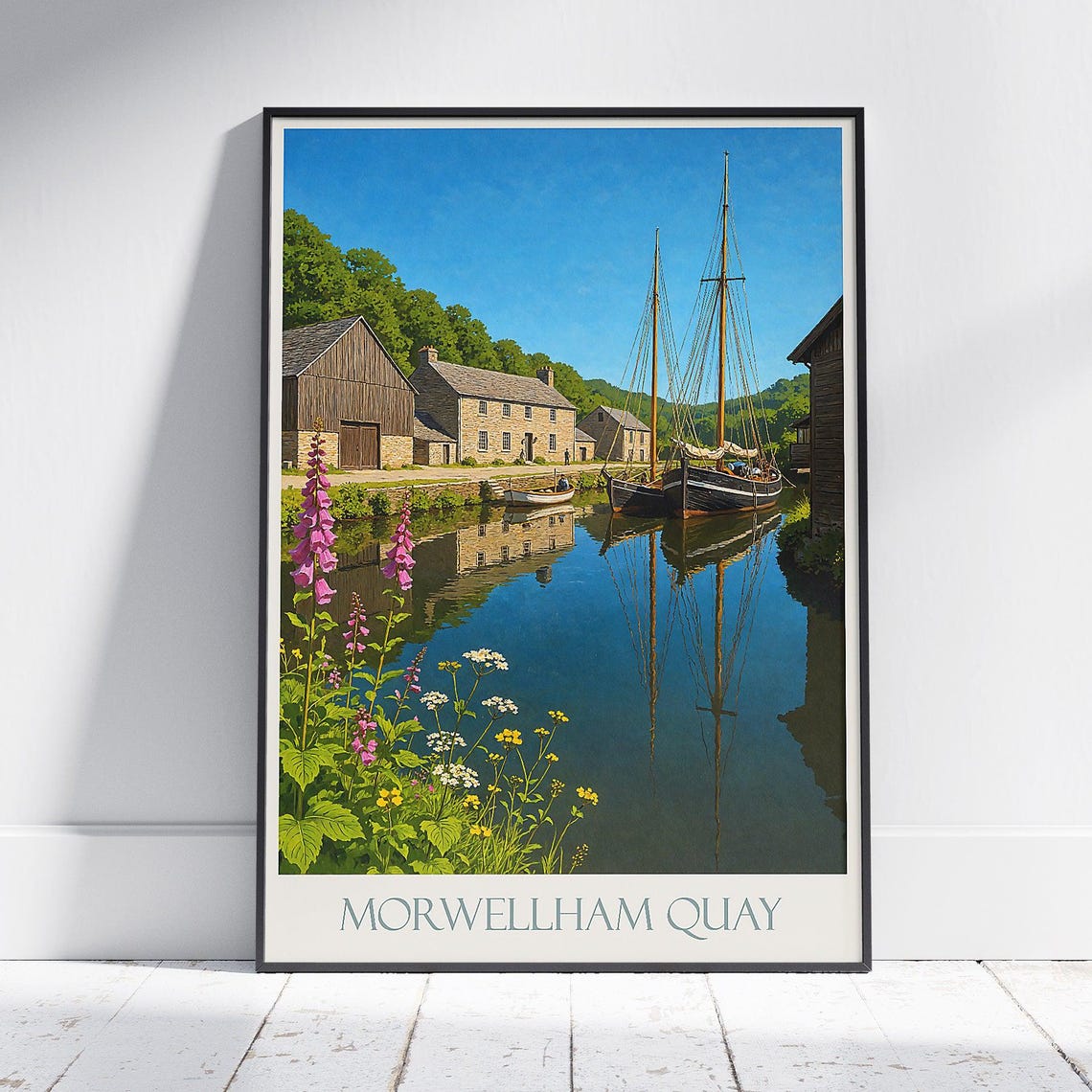 Morwellham Quay Historic Harbour Sailing Ship Riverside Travel Poster