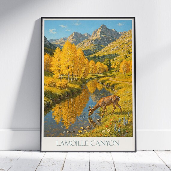 Lamoille Canyon Nevada Autumn Aspens Deer Creek Travel Poster
