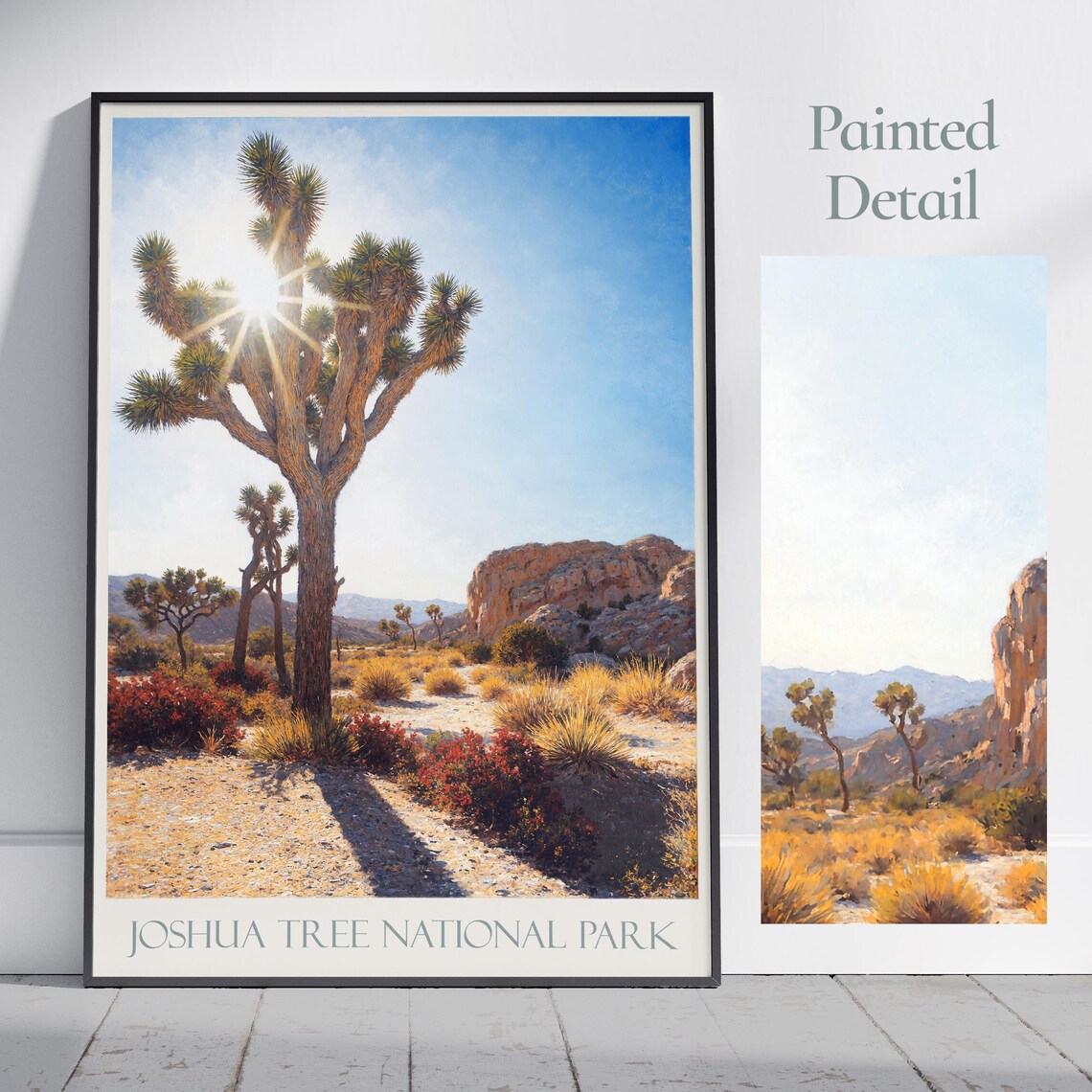 Joshua Tree National Park California Desert Sun Painted Travel Poster