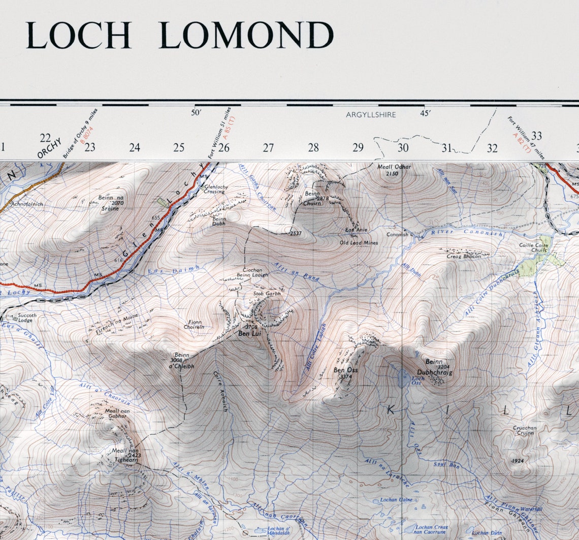 Loch Lomond Scotland Relief Ordnance Survey Vintage Map Print - Image 2