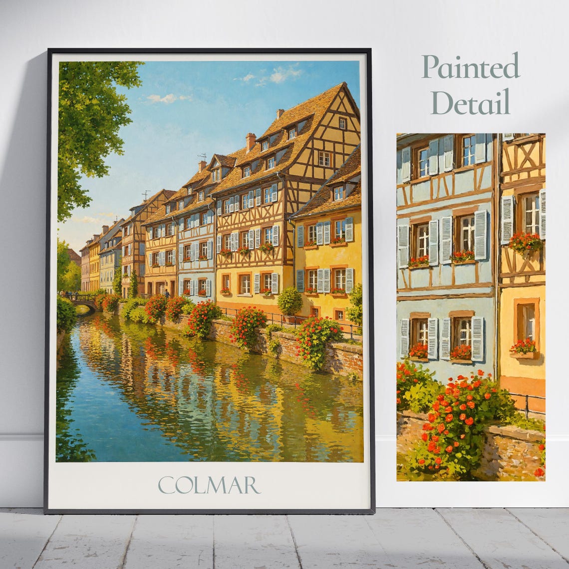 Colmar France Half Timbered Canal Houses Painted Travel Poster
