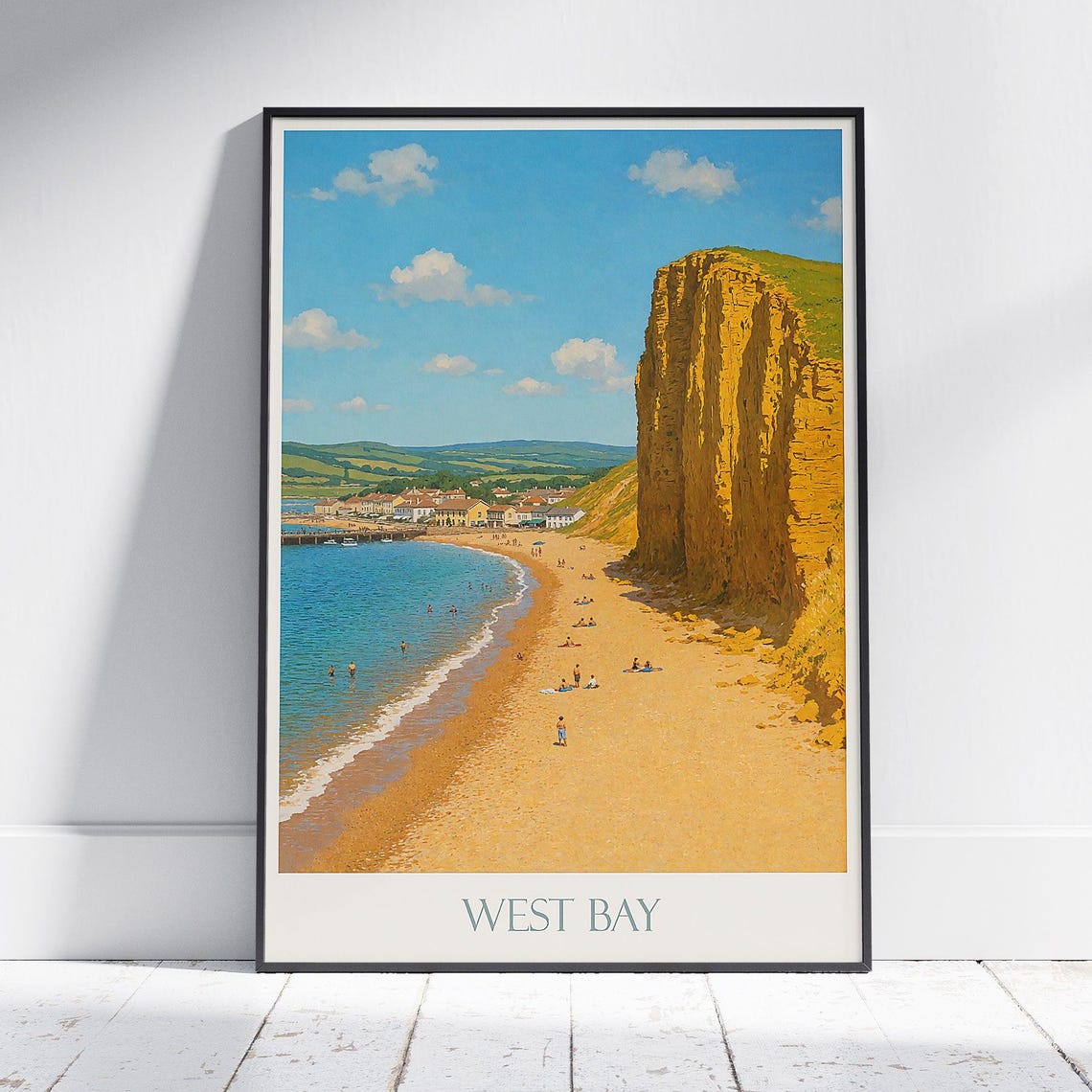 West Bay Dorset Golden Cliffs Beach Jurassic Coast Travel Poster