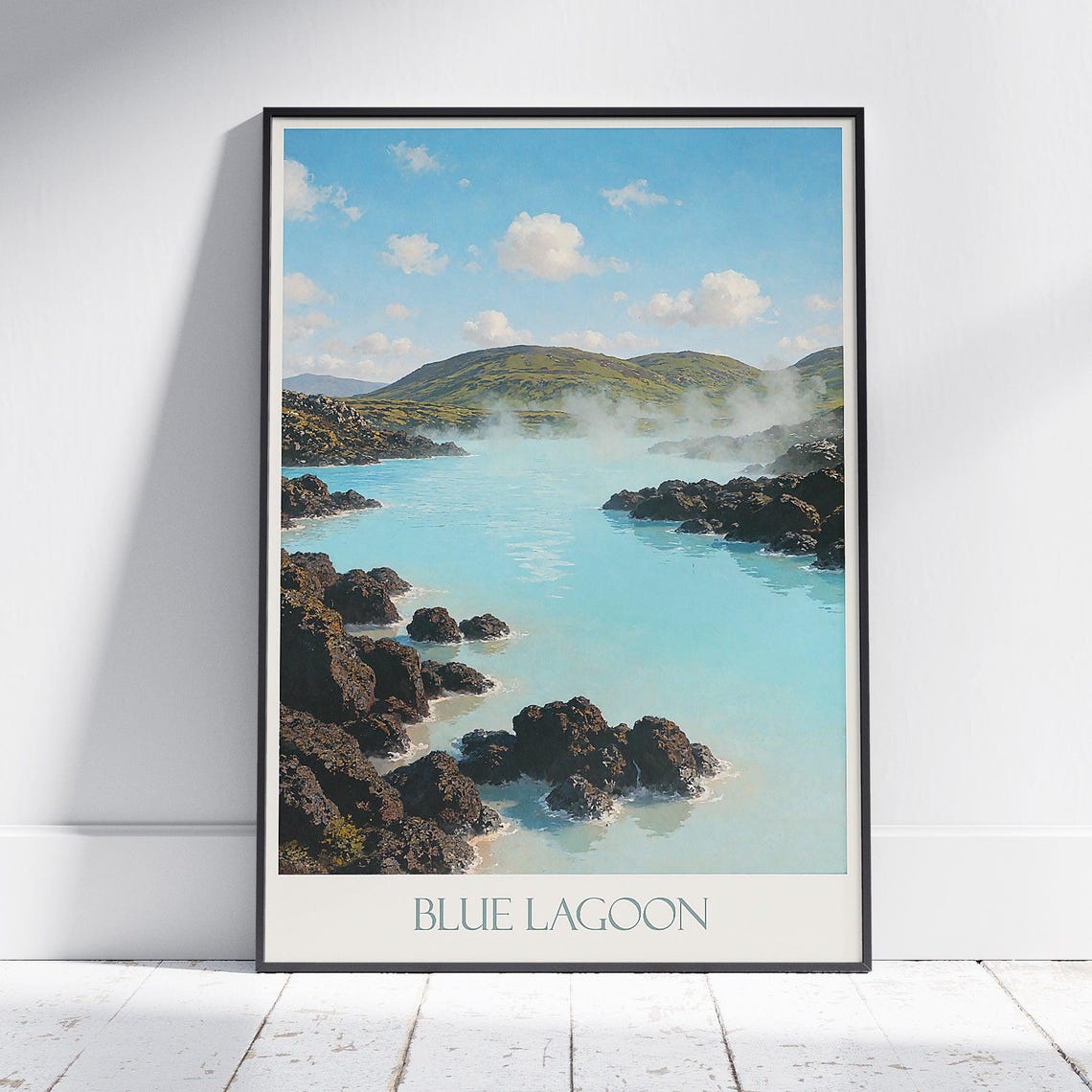 Blue Lagoon Iceland Geothermal Spa Volcanic Art Poster Nordic View