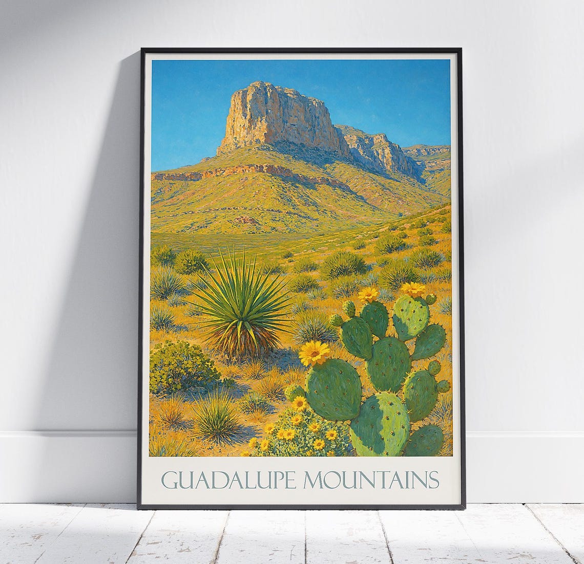 Guadalupe Mountains Cactus Desert Bloom Texas Wildflower Poster