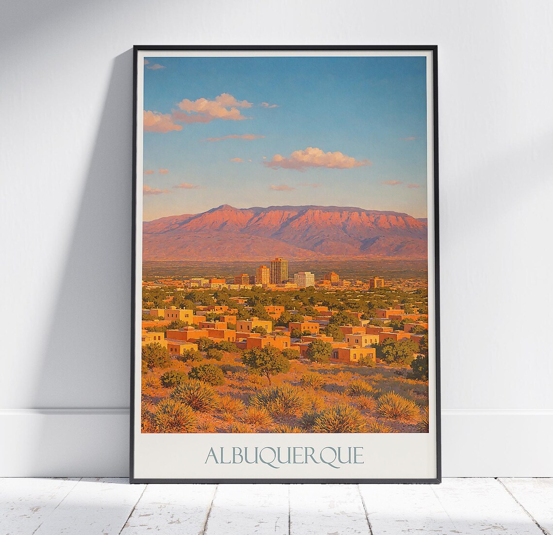 Albuquerque New Mexico Sandia Mountains City Skyline Sunset Poster
