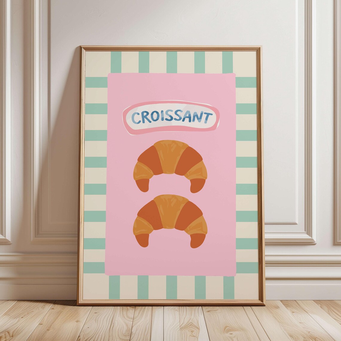 Croissant Kitchen Print Retro French Pastry Illustration