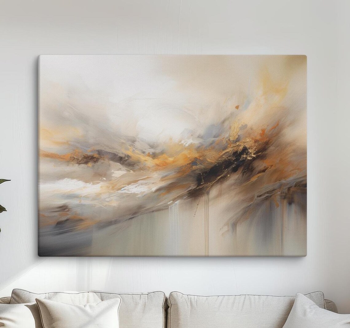 Abstract Golden Clouds Art Print, Earth Tone Decor