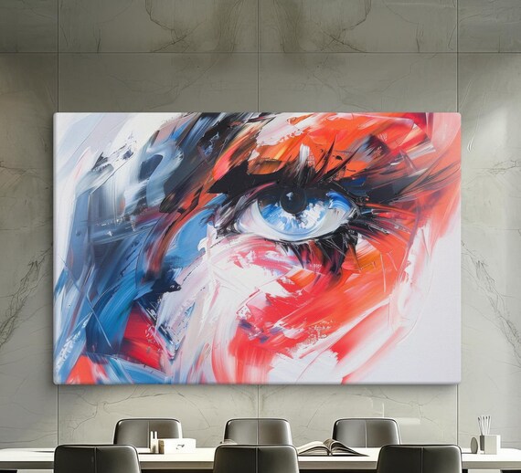 Mesmerizing Gaze Abstract Eye Wall Art Modern Home Decor Vivid Colors Dynamic Brushstrokes Contemporary Print