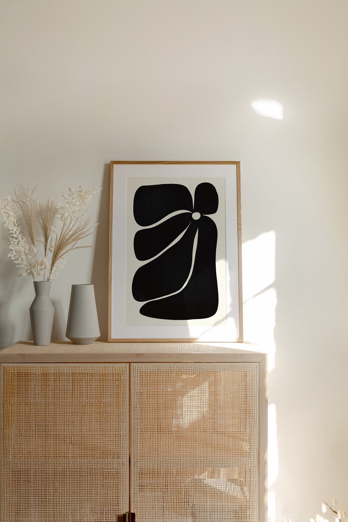 Black Abstract Wavy Petal Flower Minimalist Modern Art Poster - Image 2