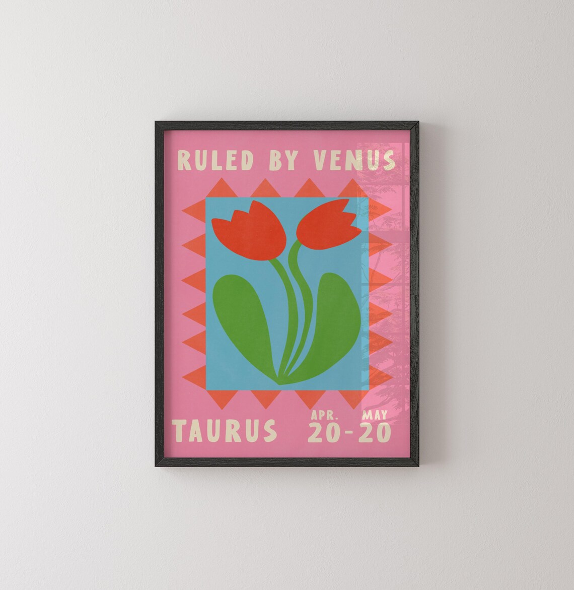 Taurus Zodiac Tulip Poster Ruled By Venus Retro Astrology Print - Image 2
