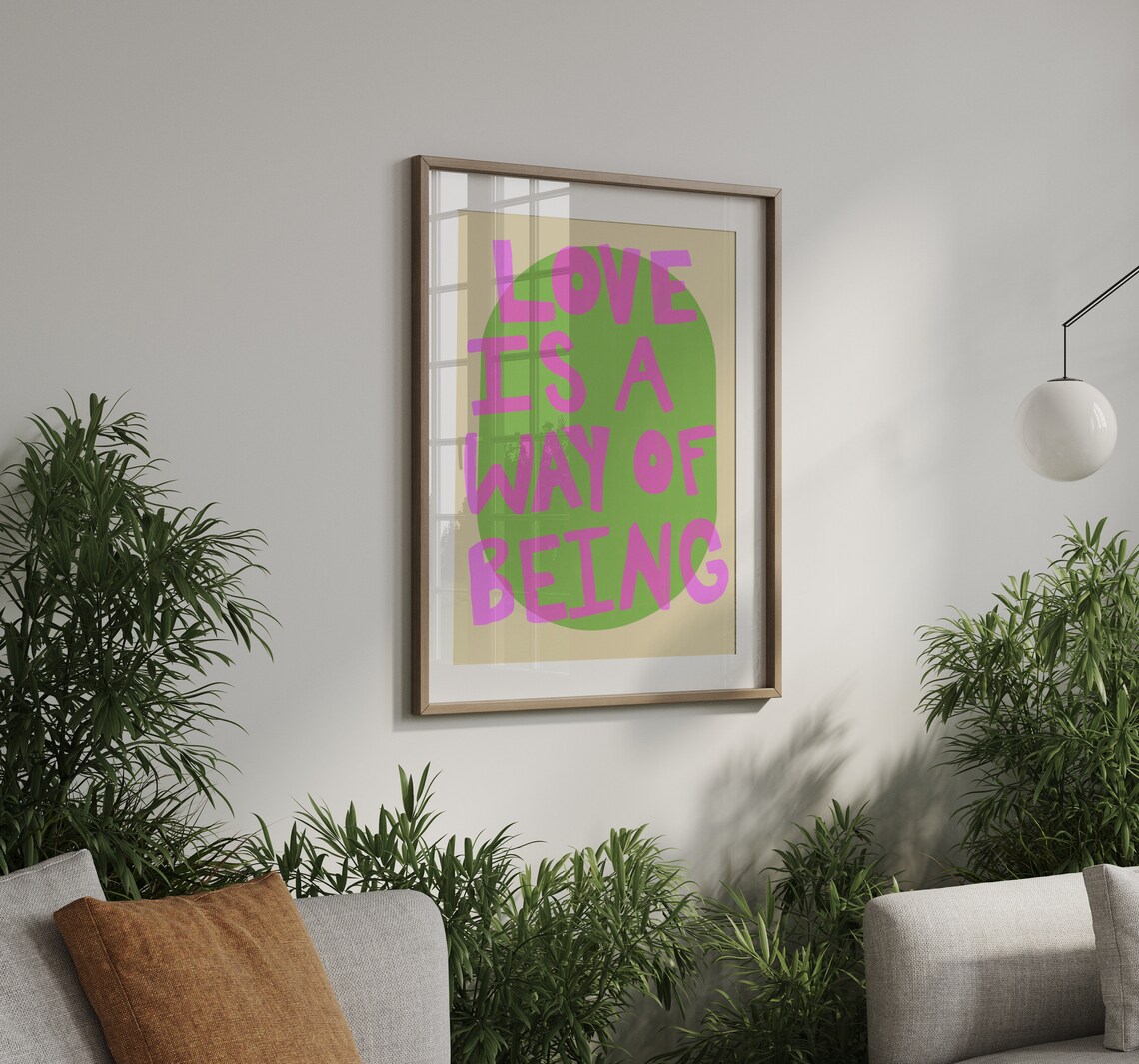 Pastel Pink And Green Love Typography Art Print - Image 2