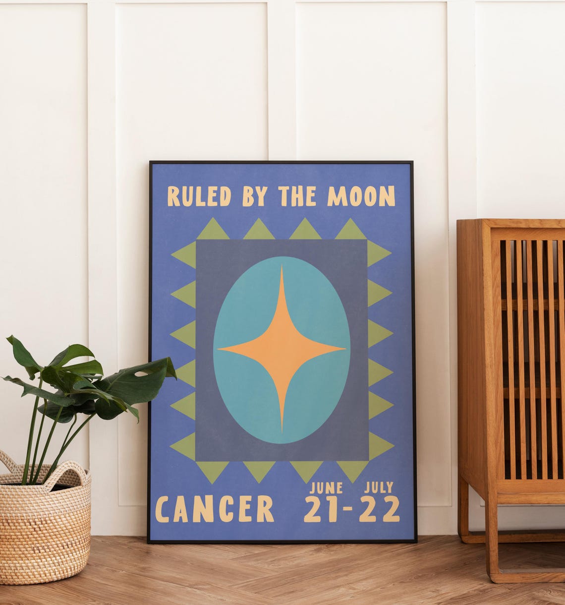 Cancer Zodiac Poster Ruled By The Moon Blue Star Retro Astrology Print - Image 3
