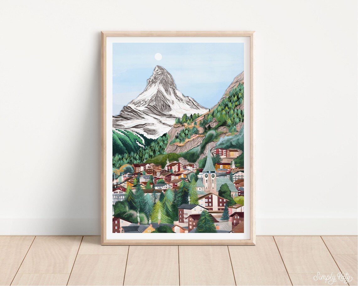 Switzerland Summer Travel Poster, Zermatt Art Print - Image 2