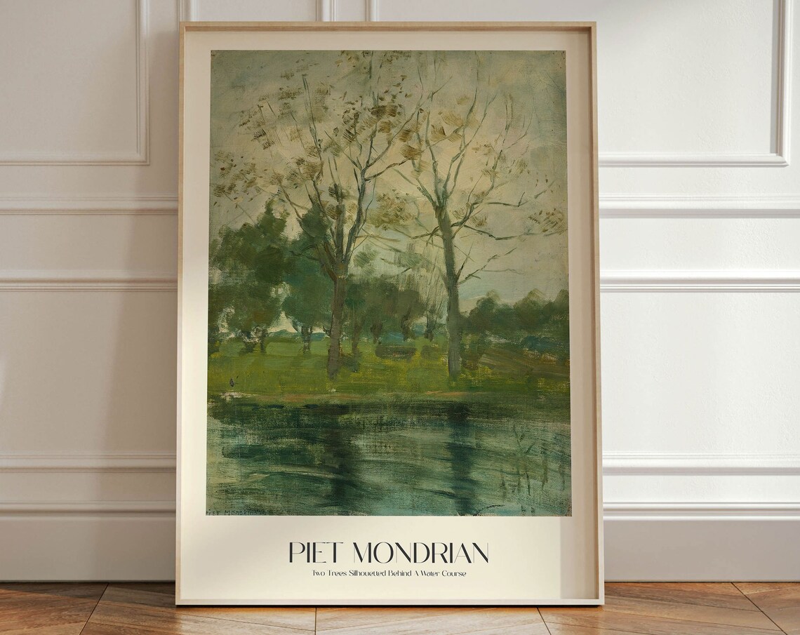 Piet Mondrian Two Trees Water Course Exhibition Gallery Poster