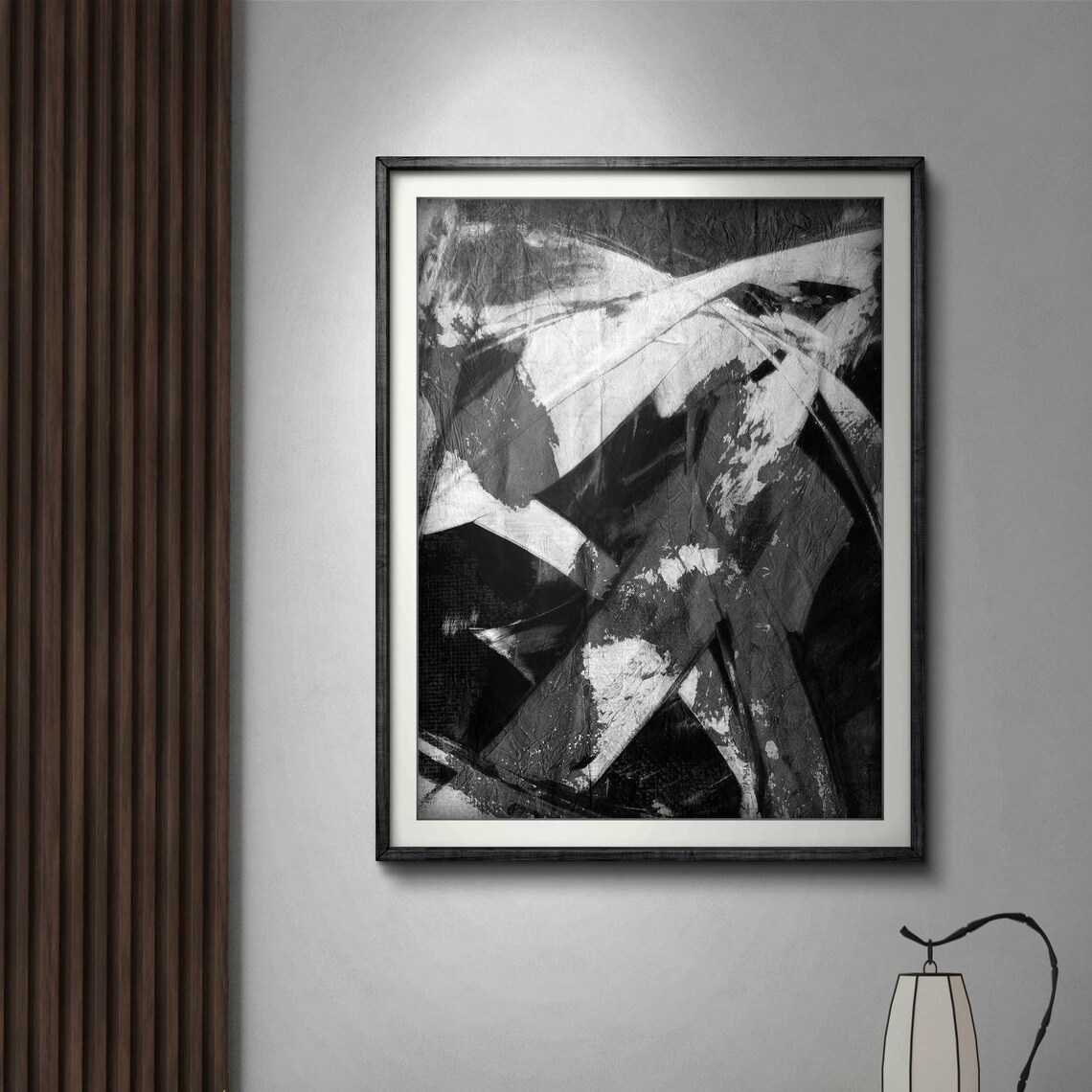 Abstract Nature Painting, Black And White Brushstrokes