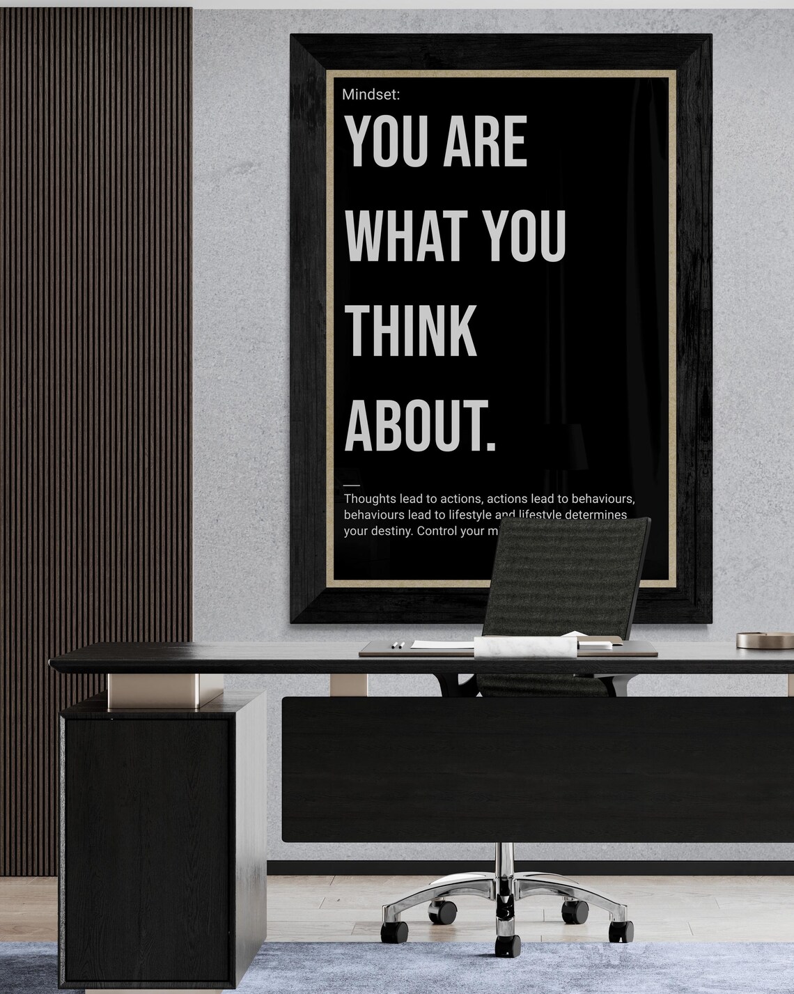You Are What You Think About Mindset Motivational Wall Art Hustle Success Inspiration Hard Inspirational Growth Execute - Image 2