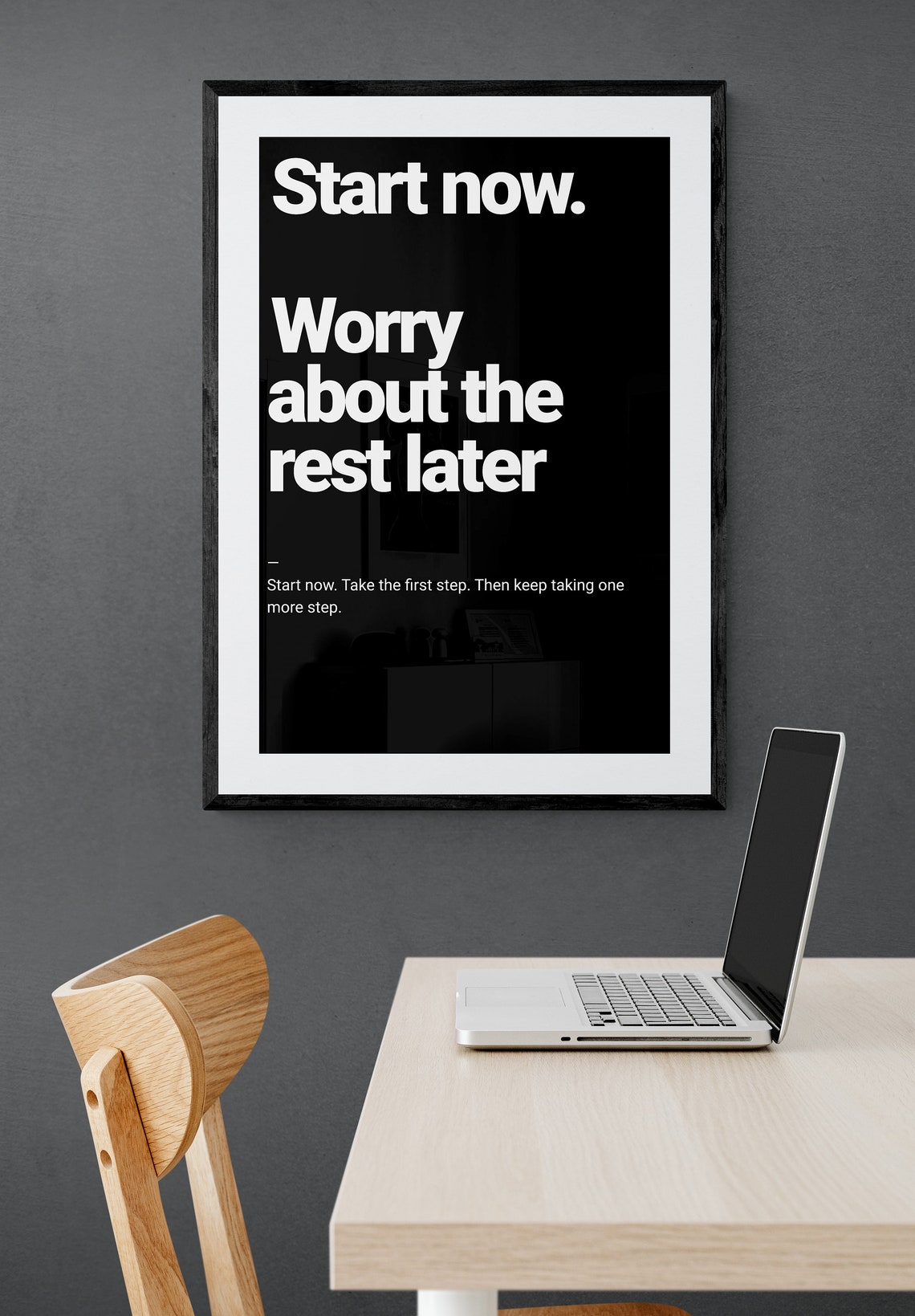 Start Now Worry About The Rest Later Bold Minimalist Quote Poster - Image 2