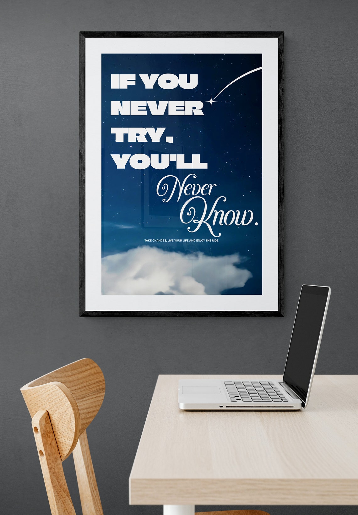 If You Never Try You Will Never Know Starry Night Sky Quote Poster - Image 2