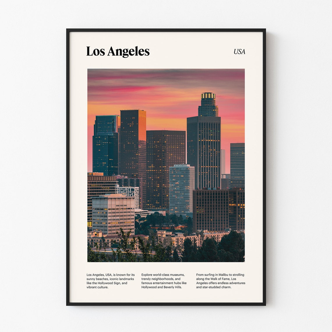 Los Angeles Cityscape Poster La Wall Art Los Angeles Print Artistic La Print La Decor Los Angeles Artwork Los Angeles Travel Art - Image 4