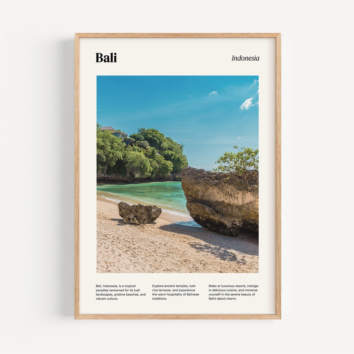 Bali Rocky Beach Cove Turquoise Water Indonesia Travel Poster - Image 4