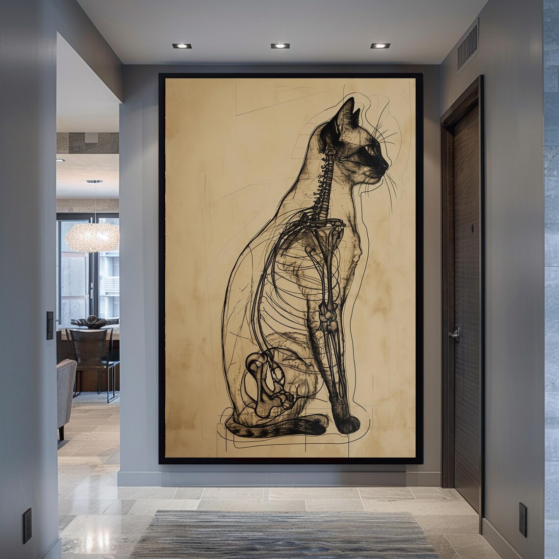 Vintage Cat Anatomy Sketch in Old Scientific Study Style Poster - Image 6