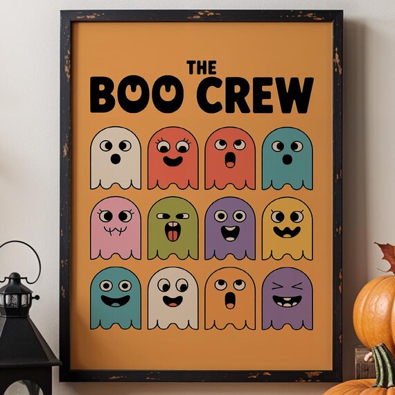 Boo Crew Halloween Print Kids Room Spooky Wall Art
