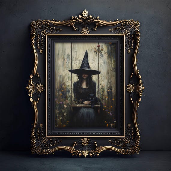Moody Witch Poster Dark Academia Print Witchy Wall Art Gothic Halloween Home Decor Witchcore Unframed