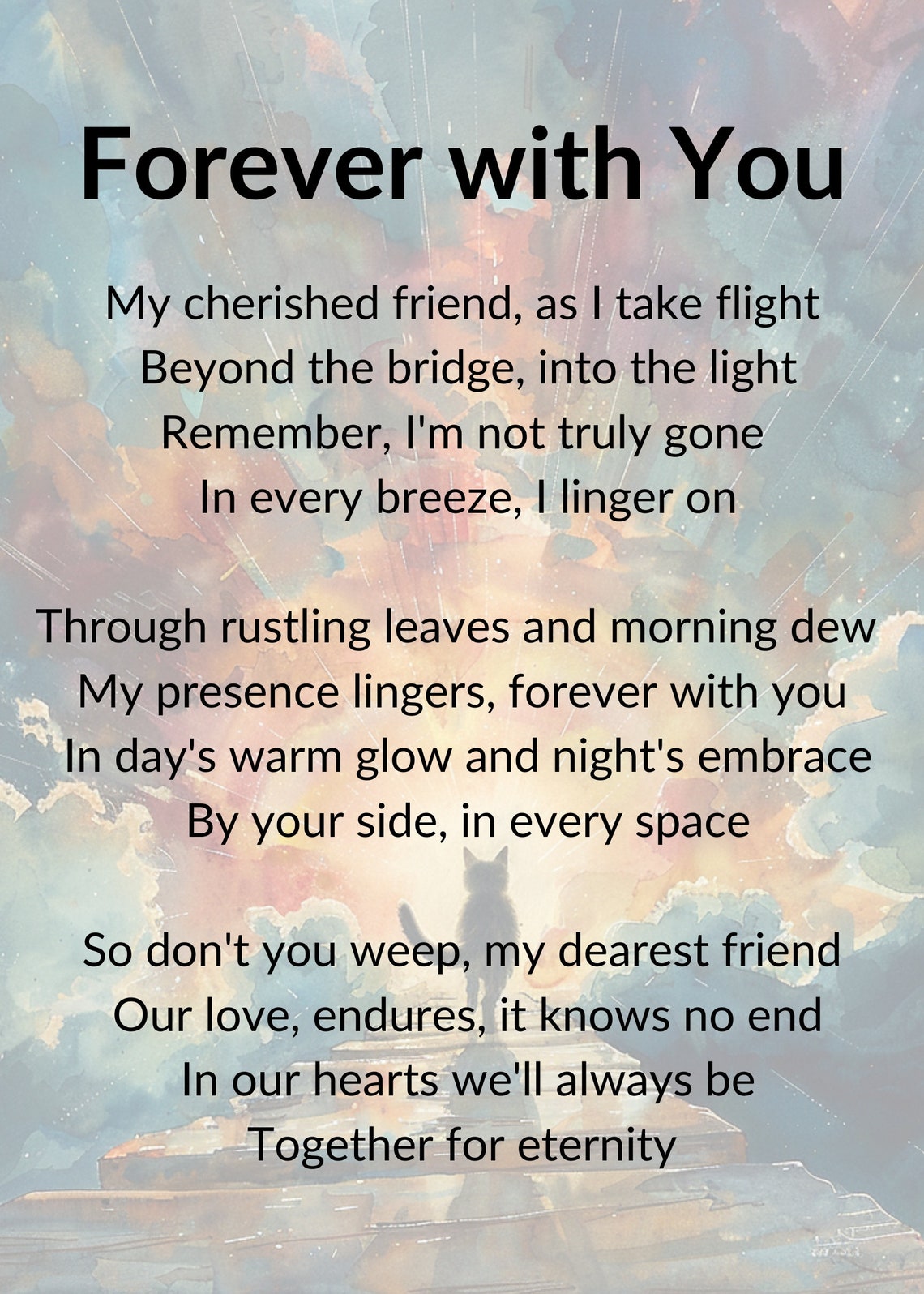 Forever with You Pet Memorial Poem with Rainbow Bridge Poster - Image 2