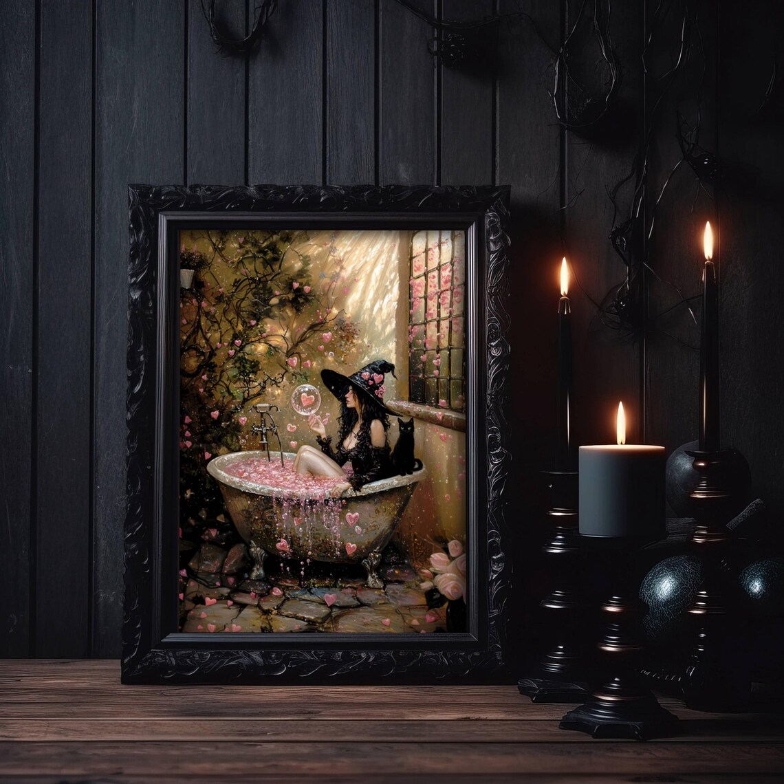 Love Witch Valentine Cat Lover Poster, Whimsigoth - Image 2