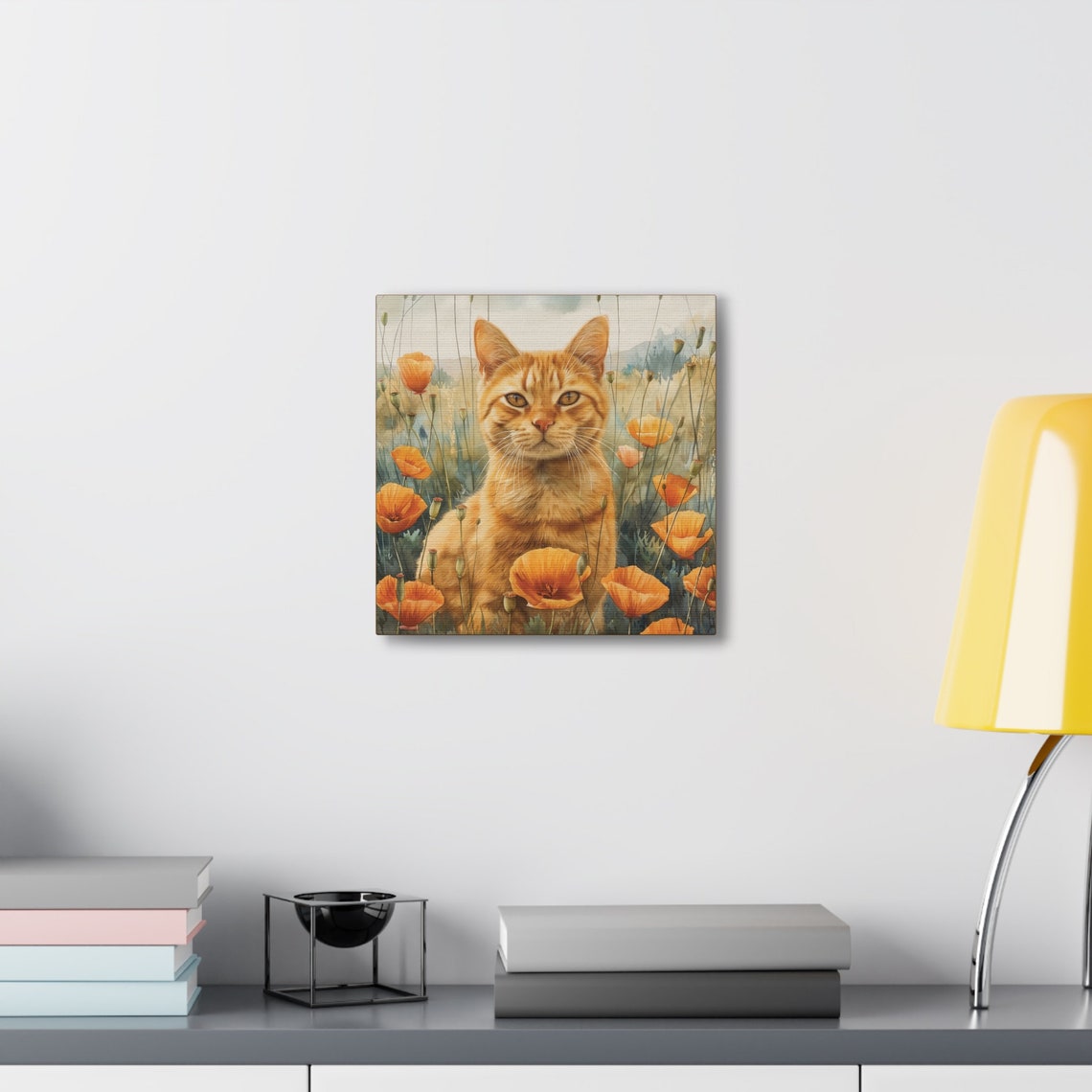 Ginger Tabby Cat Sitting in an Orange Poppy Field Watercolor Poster - Image 4