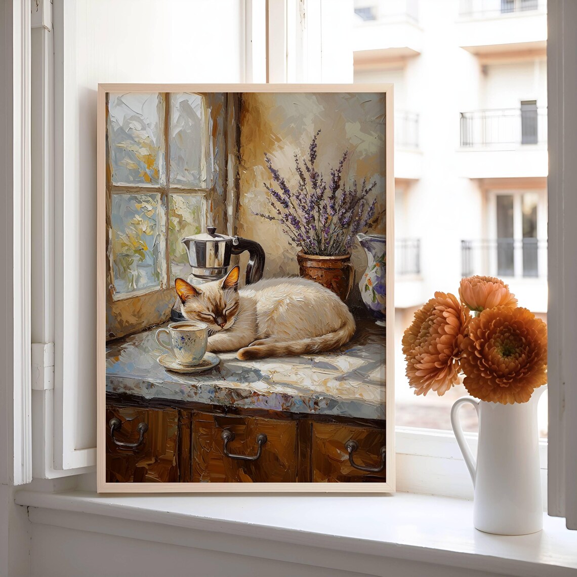 Siamese Cat Coffee Bar, Lynx Point Cat Art Print - Image 7