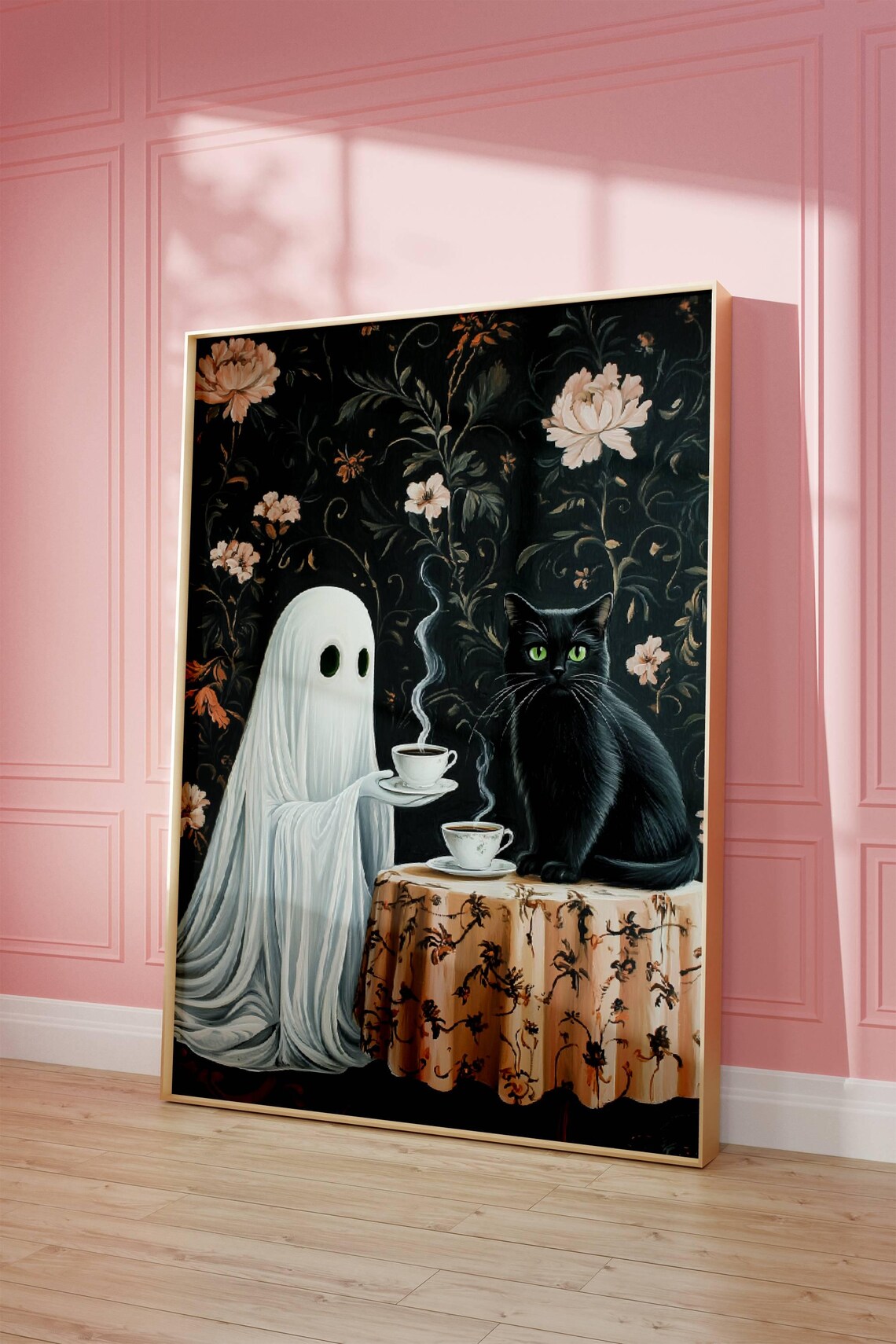 Coffee Time Ghost and Black Cat, Whimsigoth Poster - Image 5