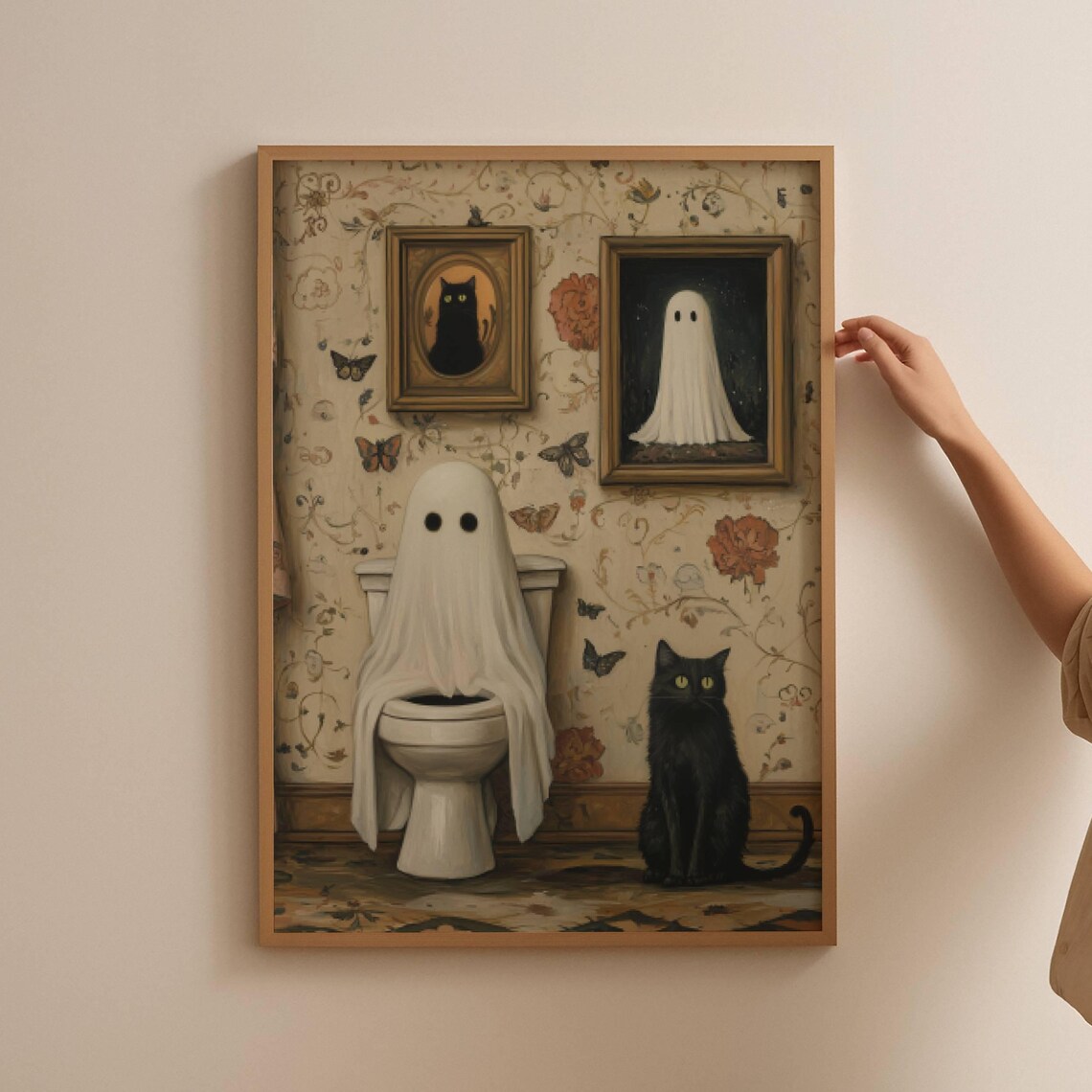 Ghost And Black Cat Bathroom Art Print, Whimsigoth - Image 4