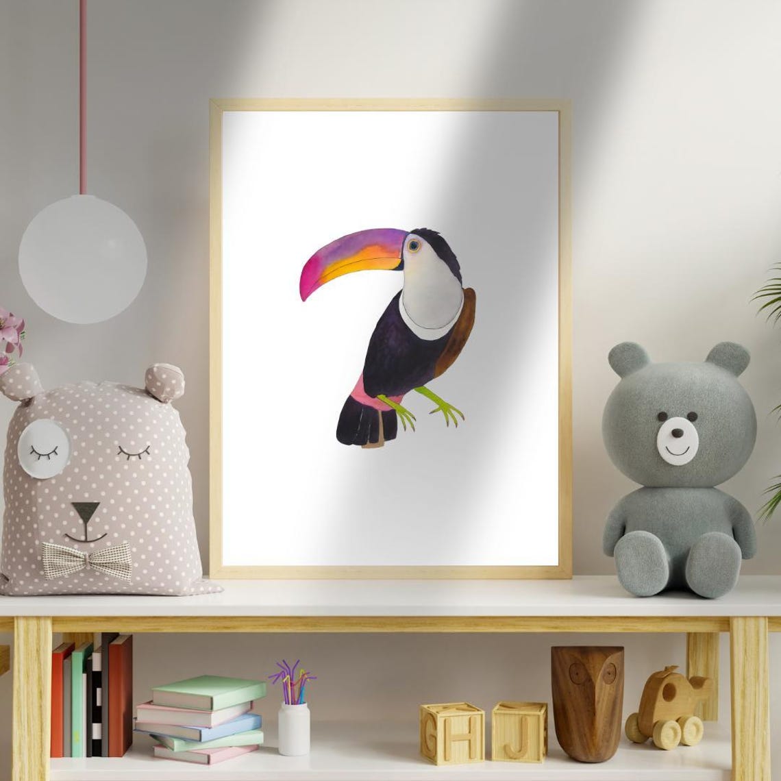 Vibrant Toucan Watercolor Print For Tropical Nursery Wall Art Boho Jungle Dcor