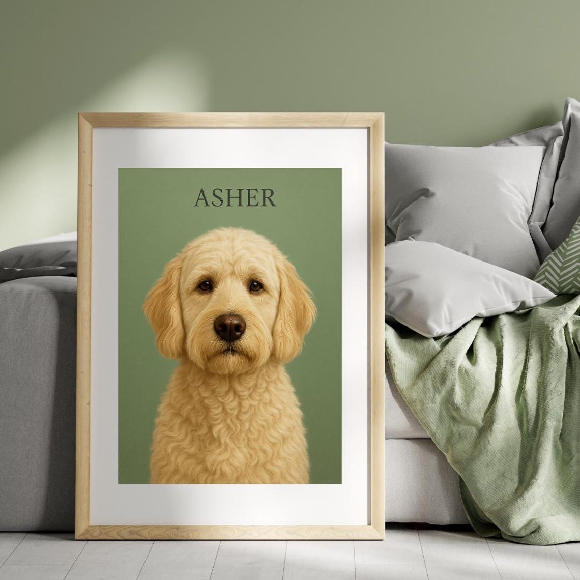Custom Name Goldendoodle Dog Portrait Personalized Pet Poster