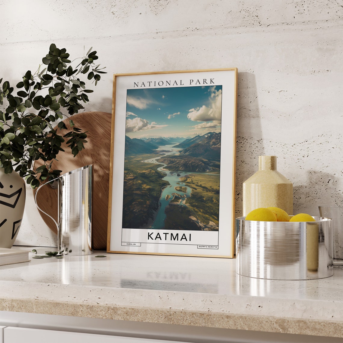 Katmai National Park Alaska Winding River Valley View Travel Poster - Image 2