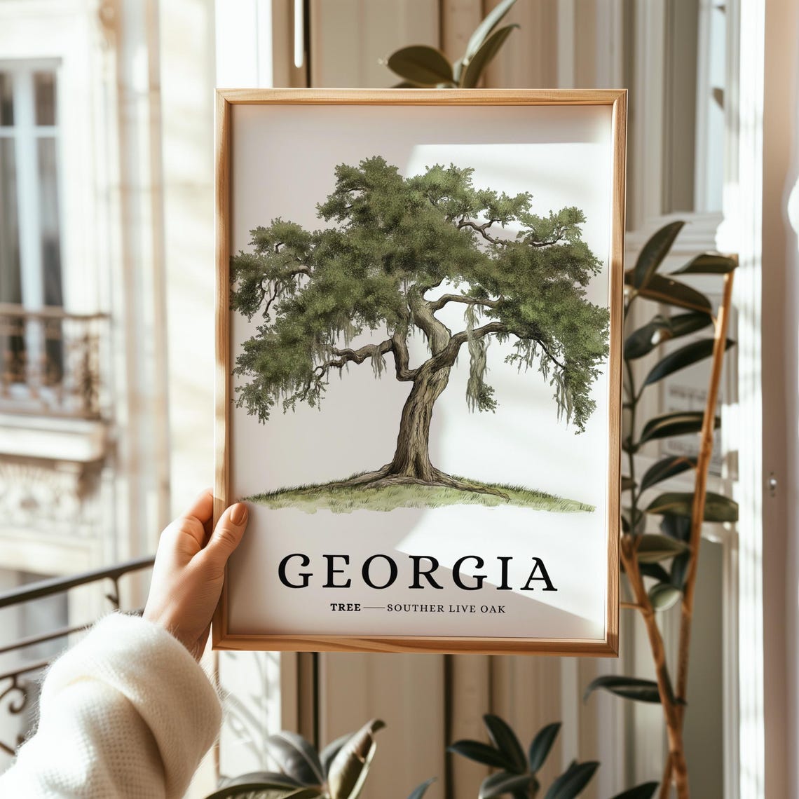 Georgia Southern Live Oak Tree Botanical Minimalist State Tree Poster - Image 2