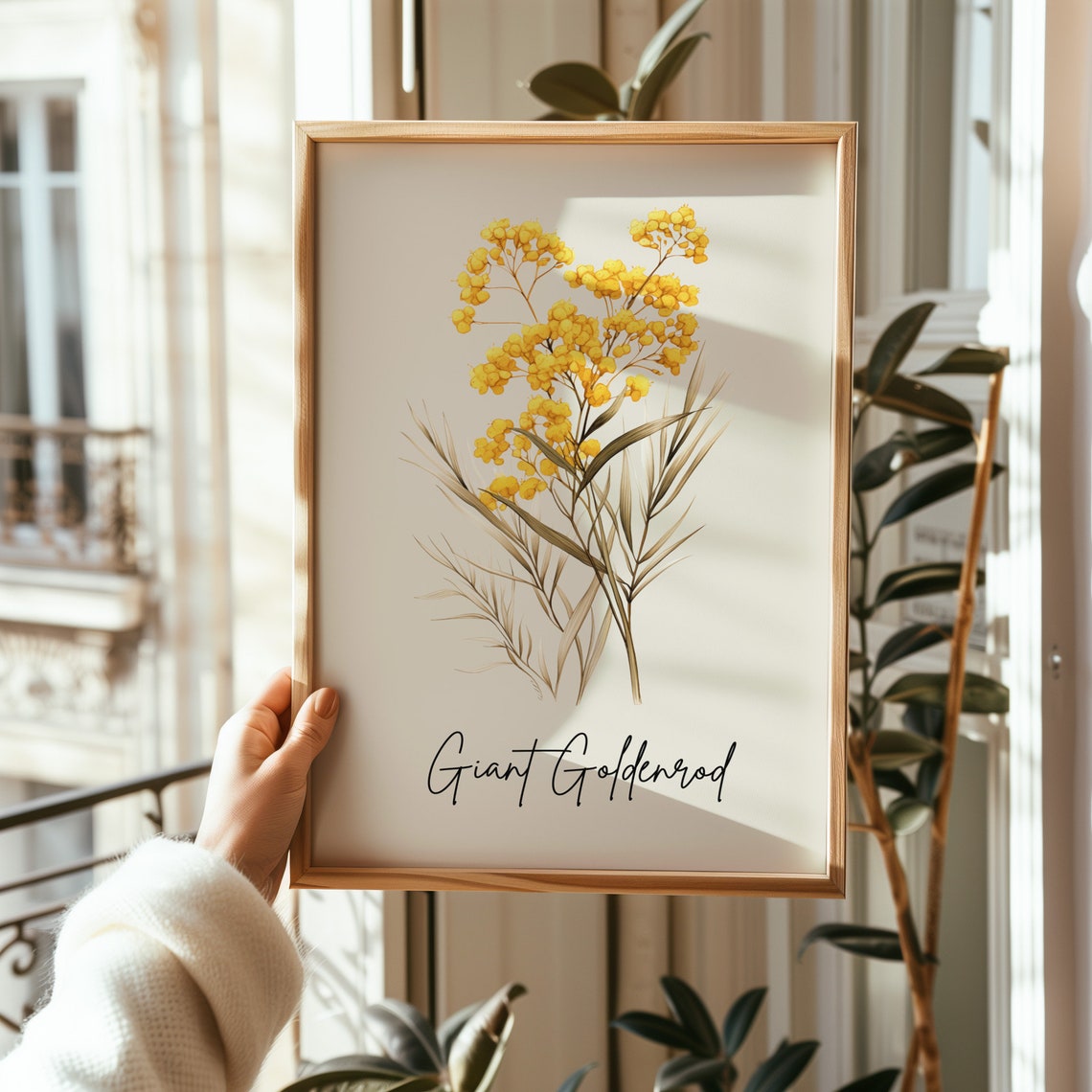 Giant Goldenrod Minimalist Botanical Line Art Wall Art Print